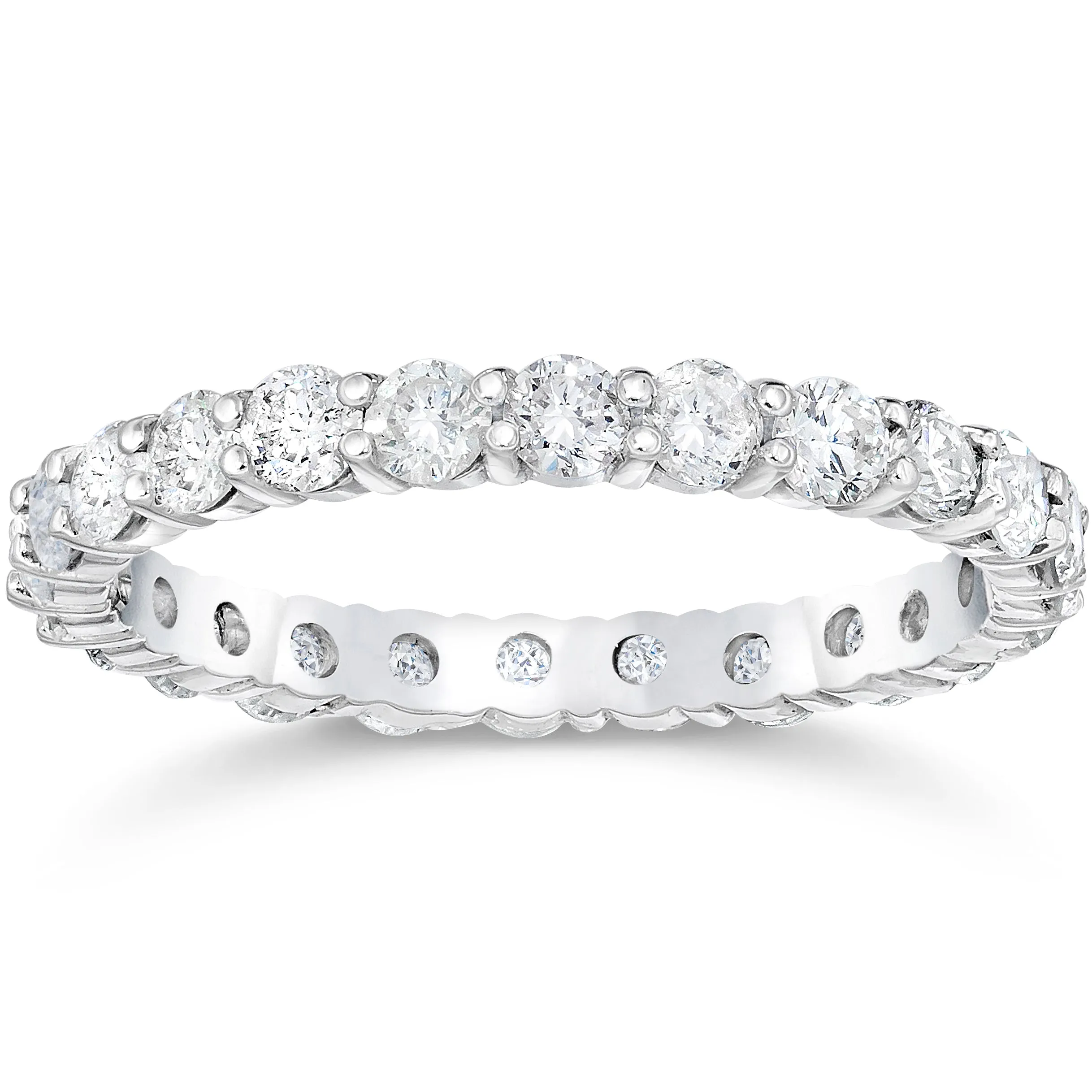 1 1/2 Ct Diamond Eternity Wedding Ring 14k White Gold