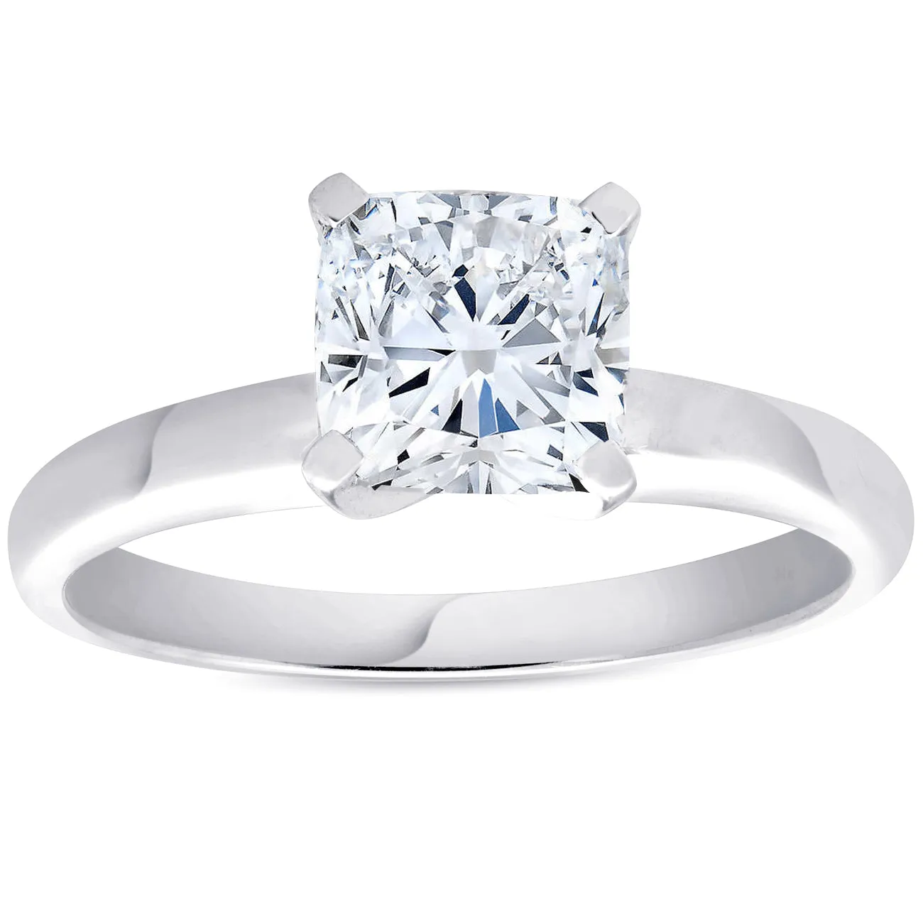 1 1/2ct Cushion Diamond Solitaire 4-Prong Engagement Ring 14k White Gold