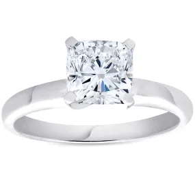 1 1/2ct Cushion Diamond Solitaire 4-Prong Engagement Ring 14k White Gold