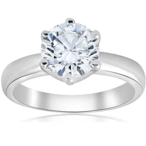 1 1/2ct Round Diamond Solitaire Engagement Ring 6-Prong 14k White Gold