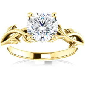 1 1/4 ct Solitaire Moissanite Vine Engagement Ring 14k Yellow Gold