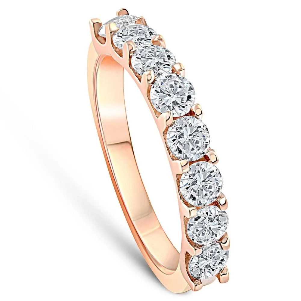 1 5/8 ct Diamond U Prong Wedding Ring 14k Rose Gold Anniversary Band Lab Grown