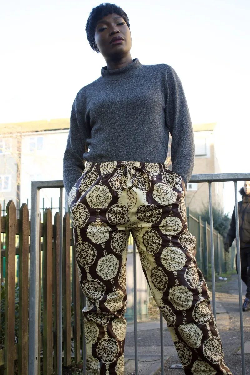 African Trousers in Gold Ankara Print - Festival Trousers