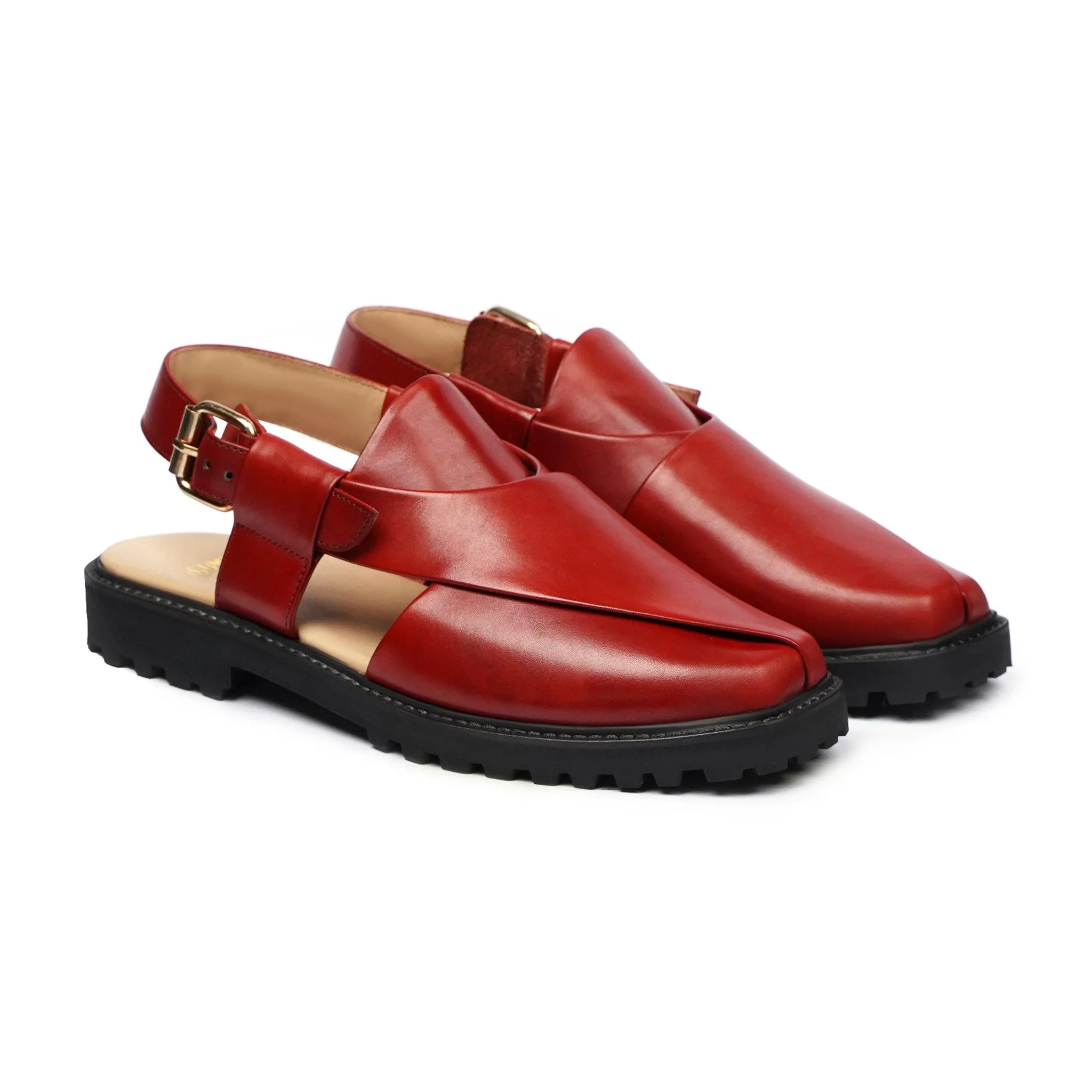 Alija - Men's Oxblood Calf Leather Sandal