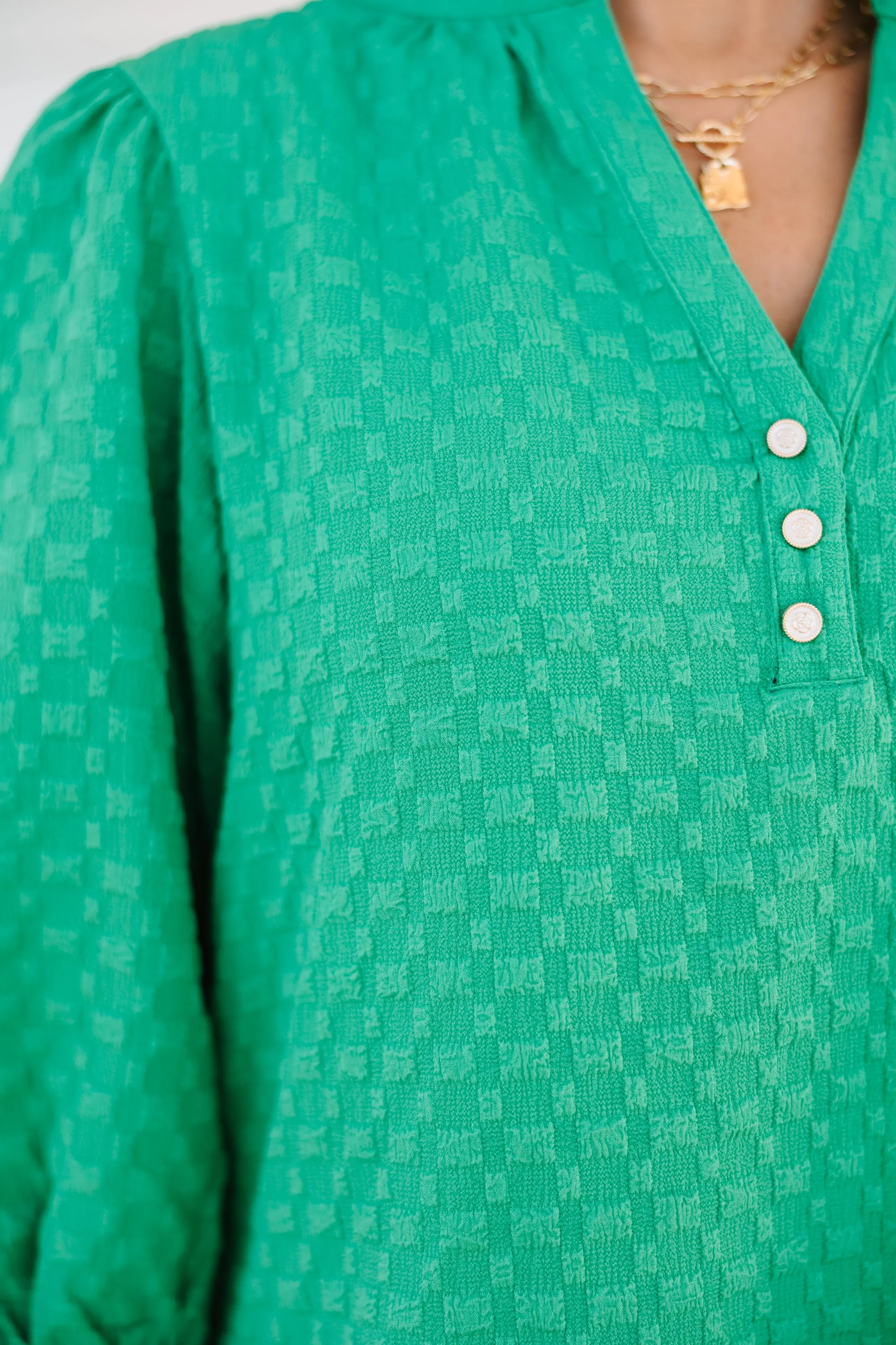 All Up To You Green Textured Blouse