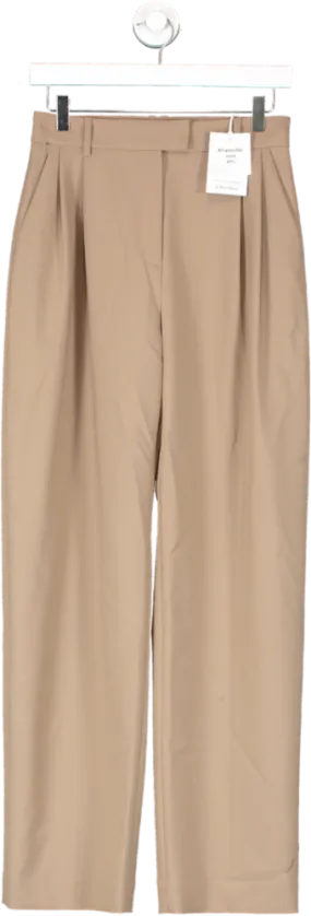 & Other Stories Beige Relaxed Wool Tailored Trousers UK 6