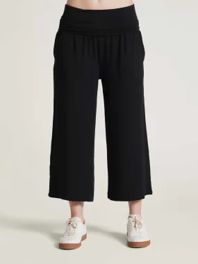 Bamboo Wide Leg Culottes - Black