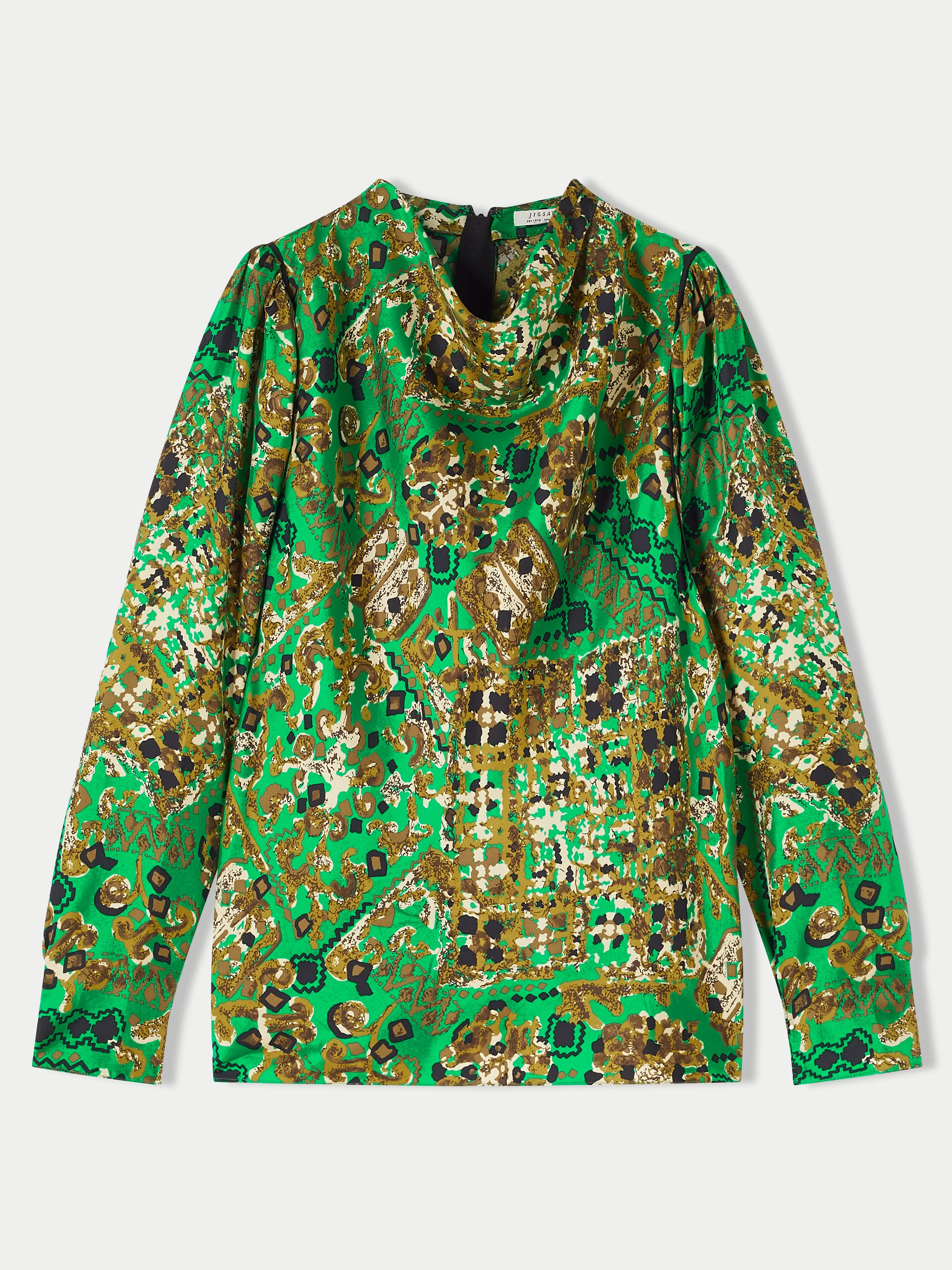 Baroque Arms Silk Top | Green