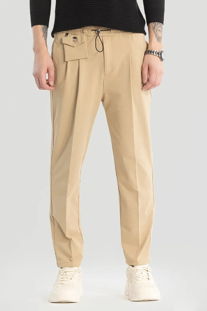 Beige Relaxed Fit Trousers