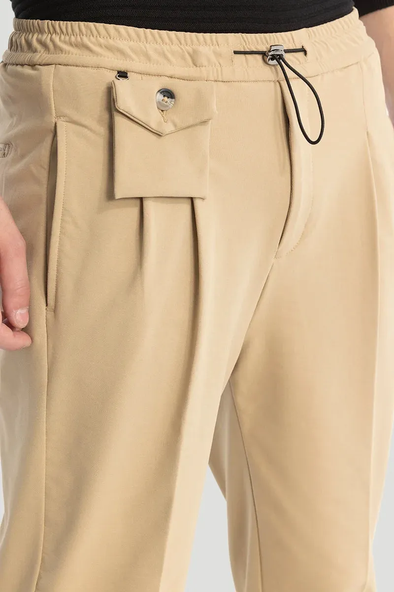 Beige Relaxed Fit Trousers