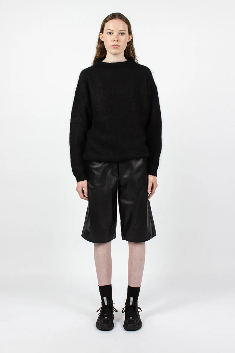 Bermuda Wide Leather Shorts Black