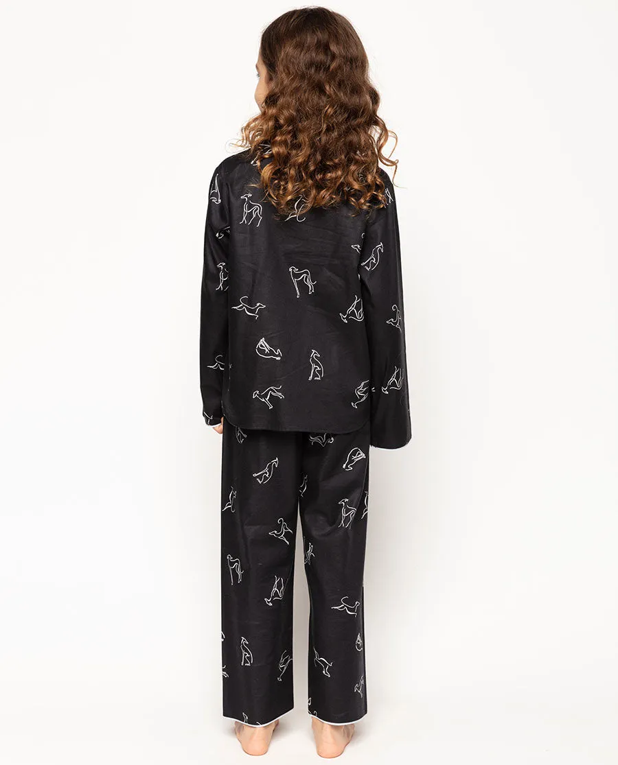 Beth Black Dog Print Pyjama Set