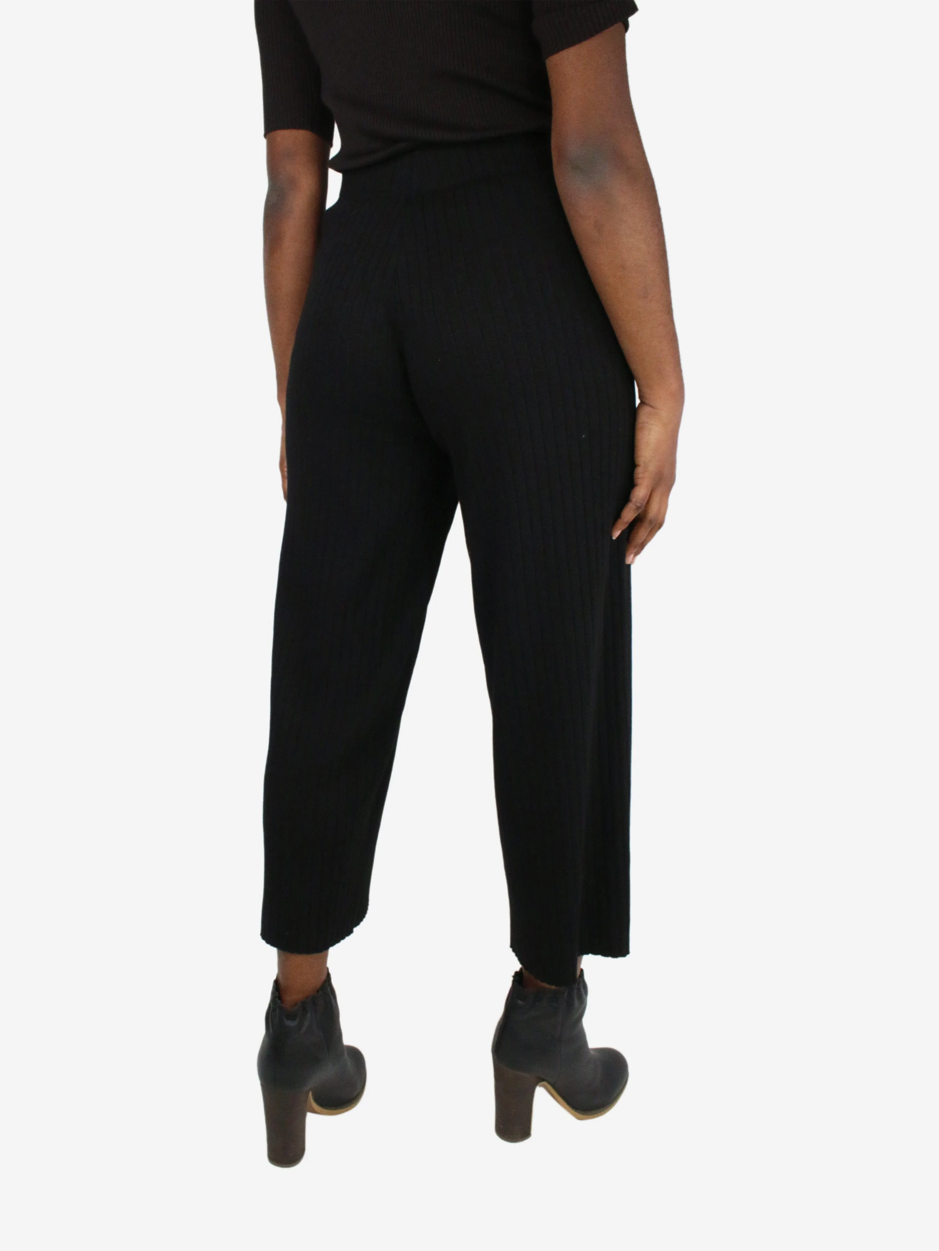 Black elasticated ribbed trousers - size XS