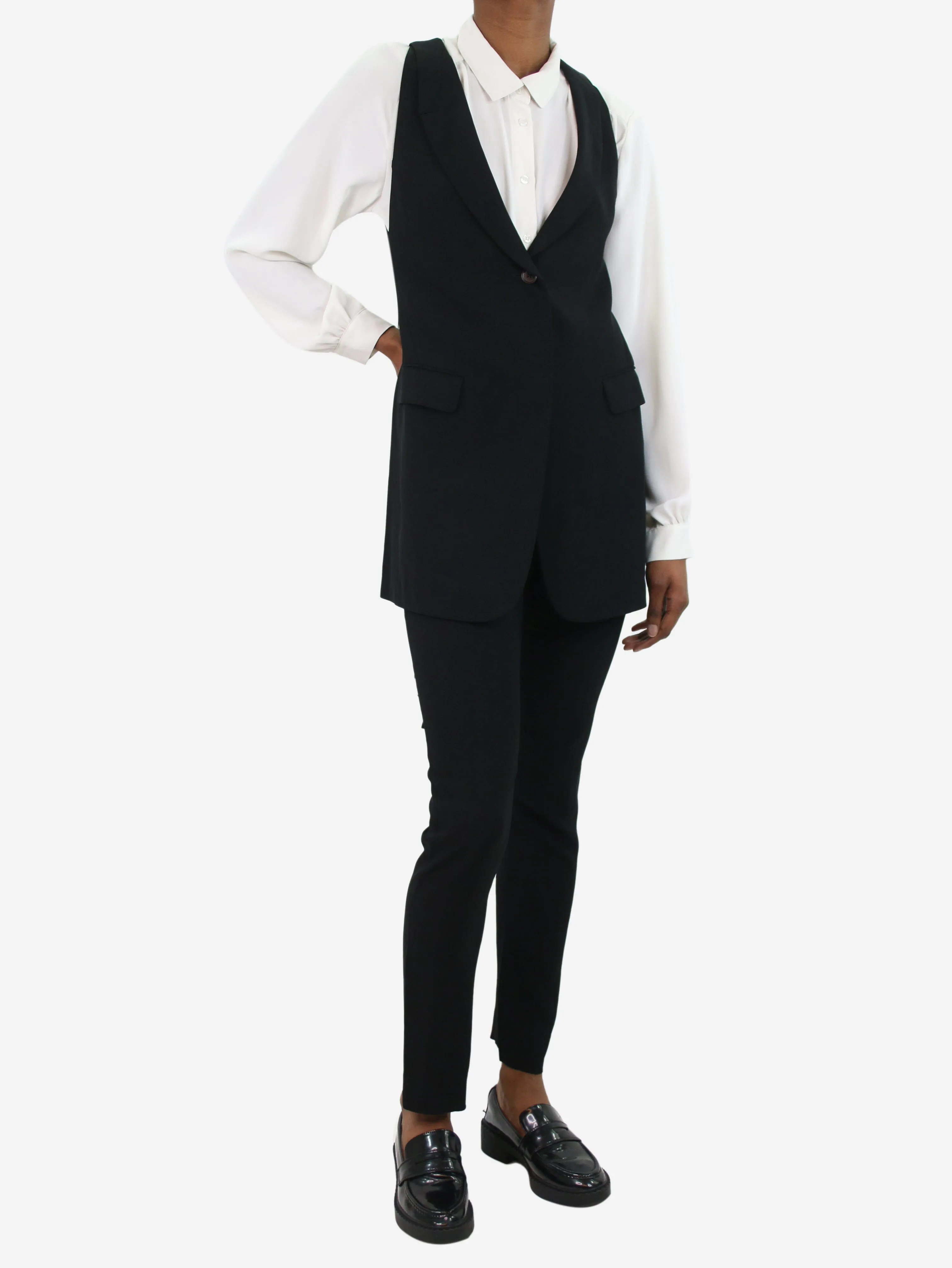 Black embellished waistcoat and trousers set - size DE 34