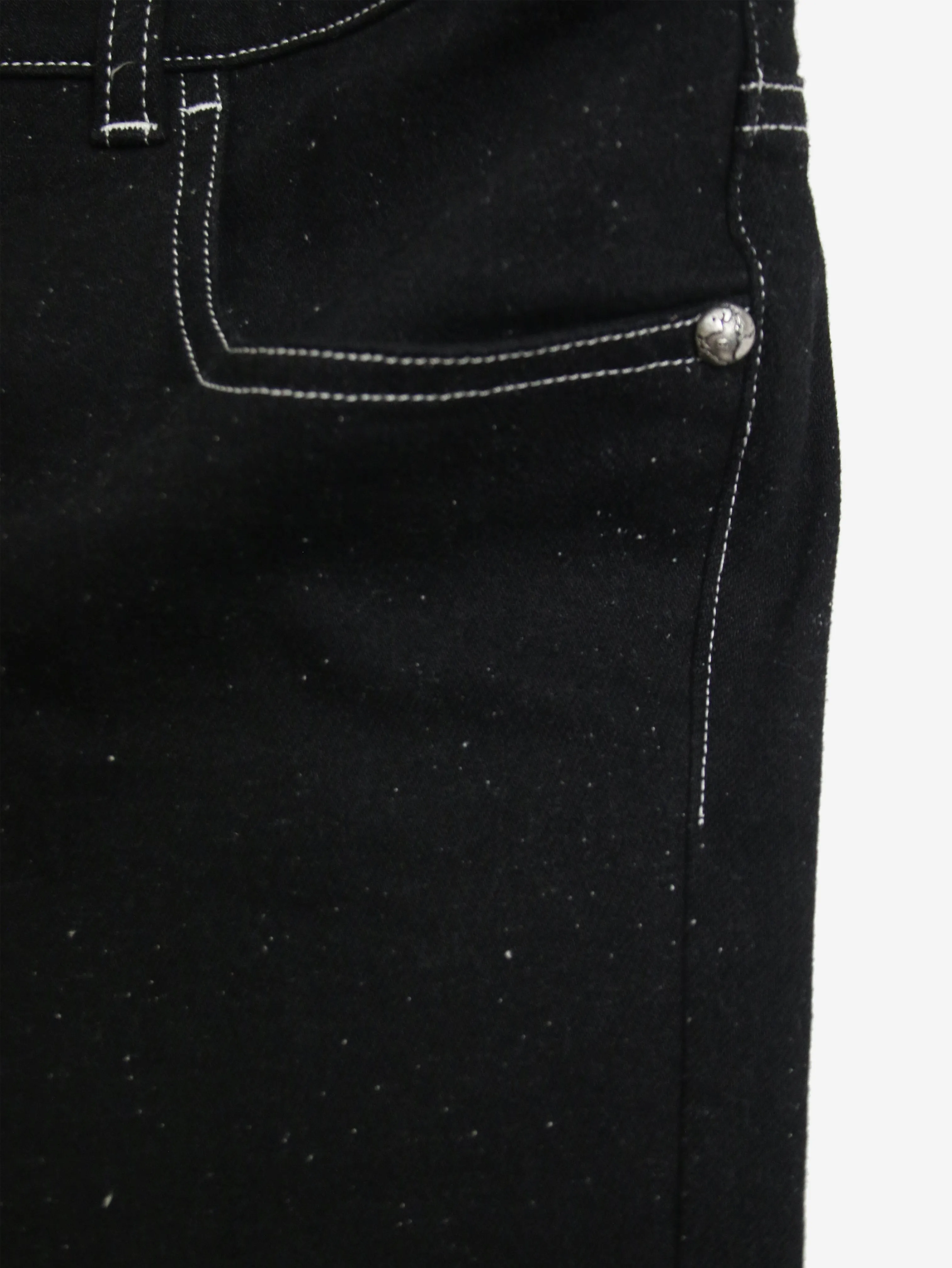 Black slim-leg speckled trousers - size UK 16