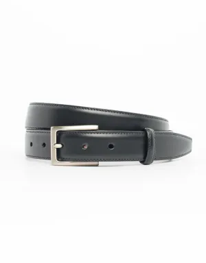 BLACK WITH SILVER ITALIAN LEATHER BELT