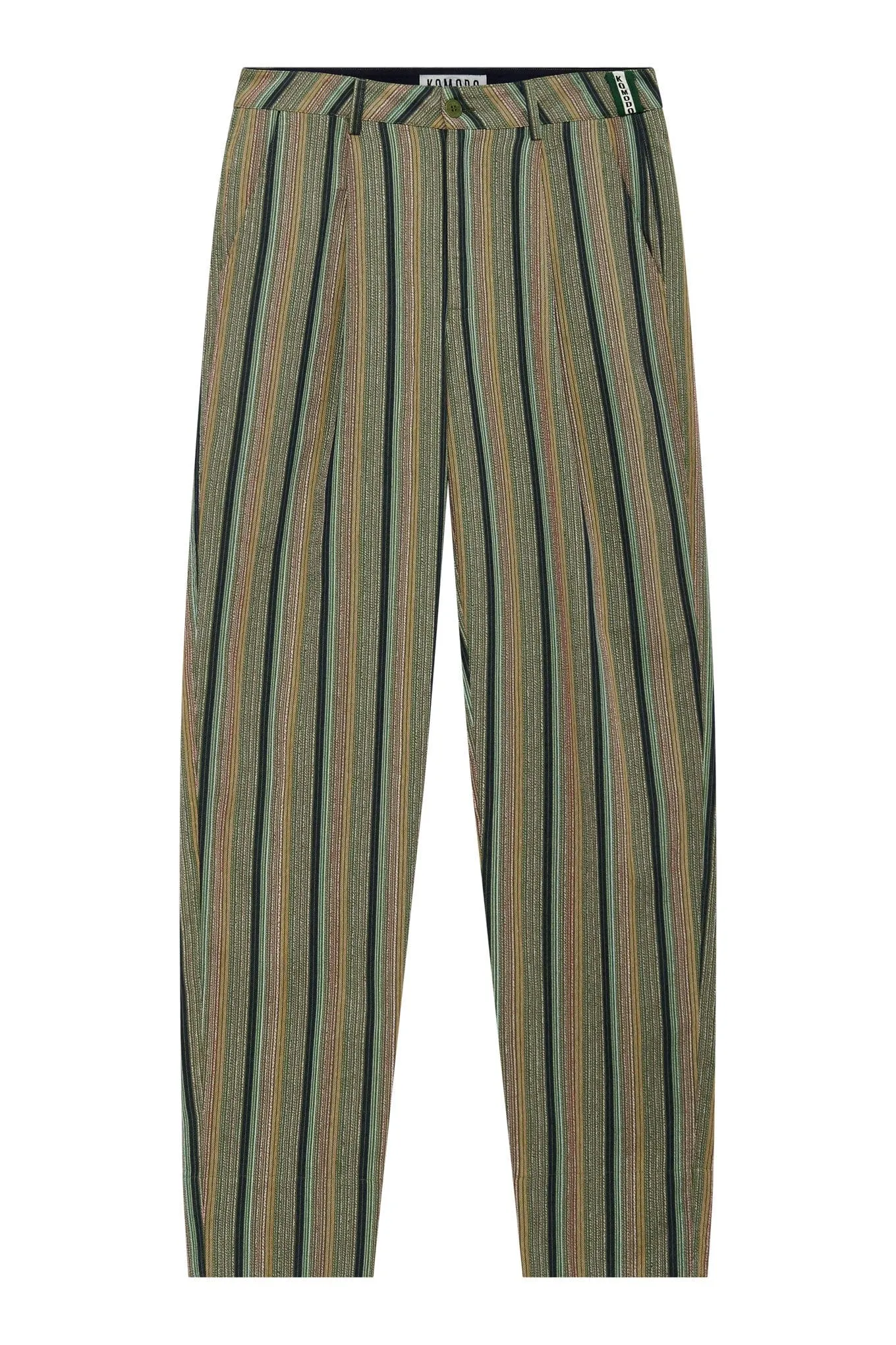 Bowie Men's Organic Cotton Striped Trousers | Green