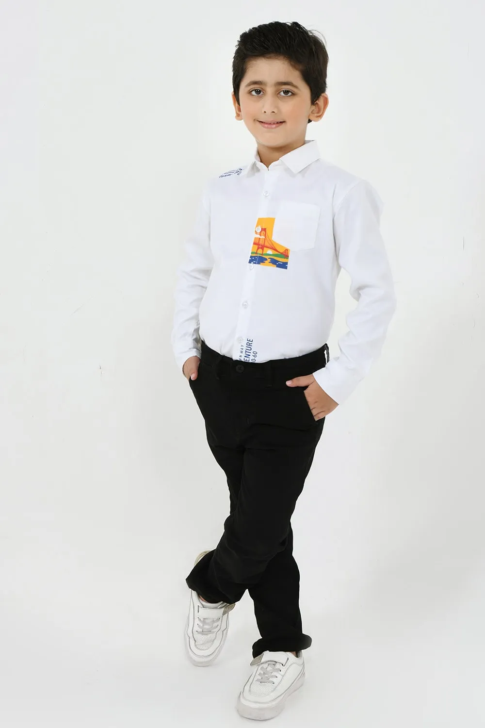 Boy's Long Sleeves Printed Casual Shirt