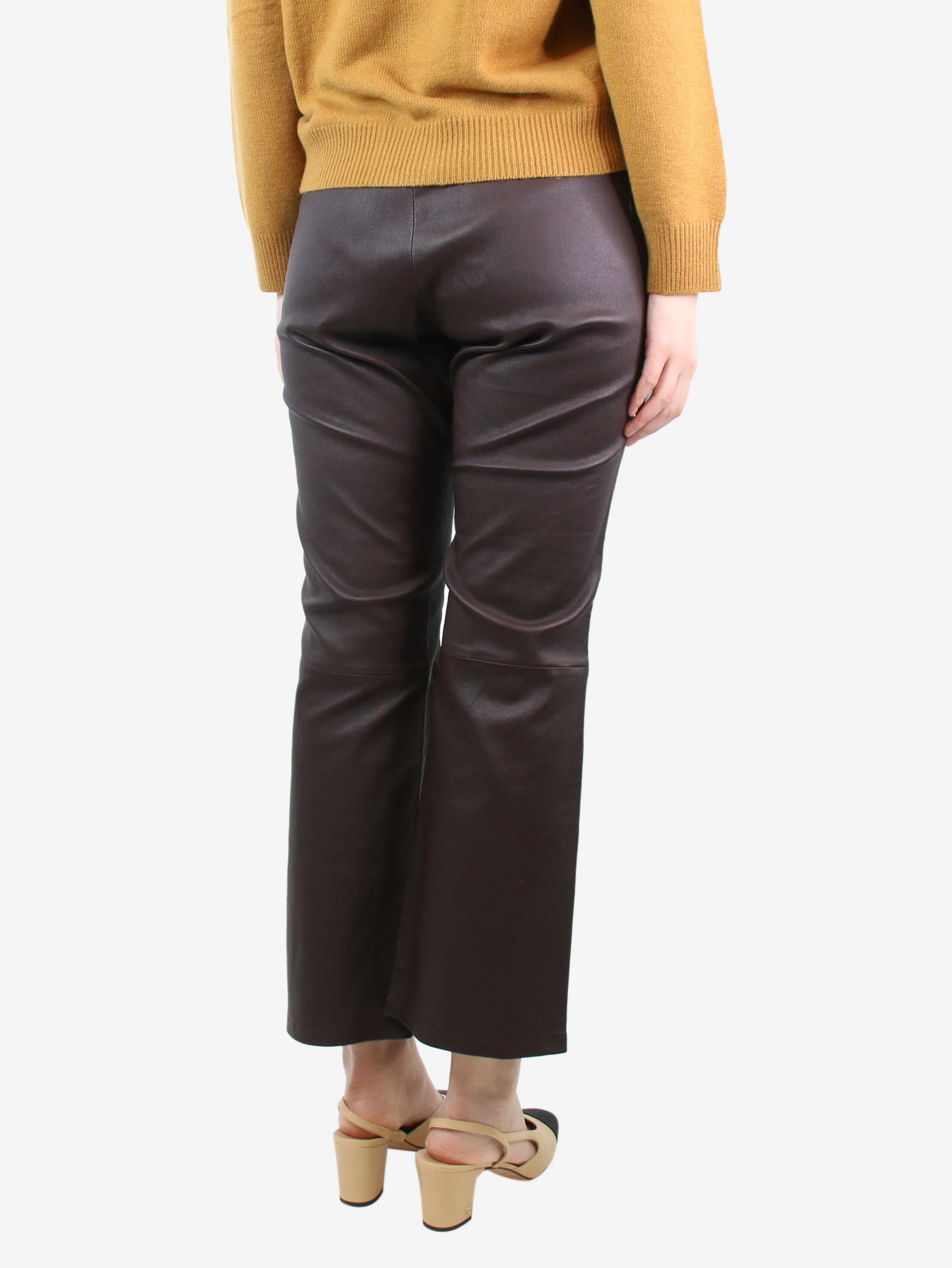 Burgundy leather trousers - size UK 12