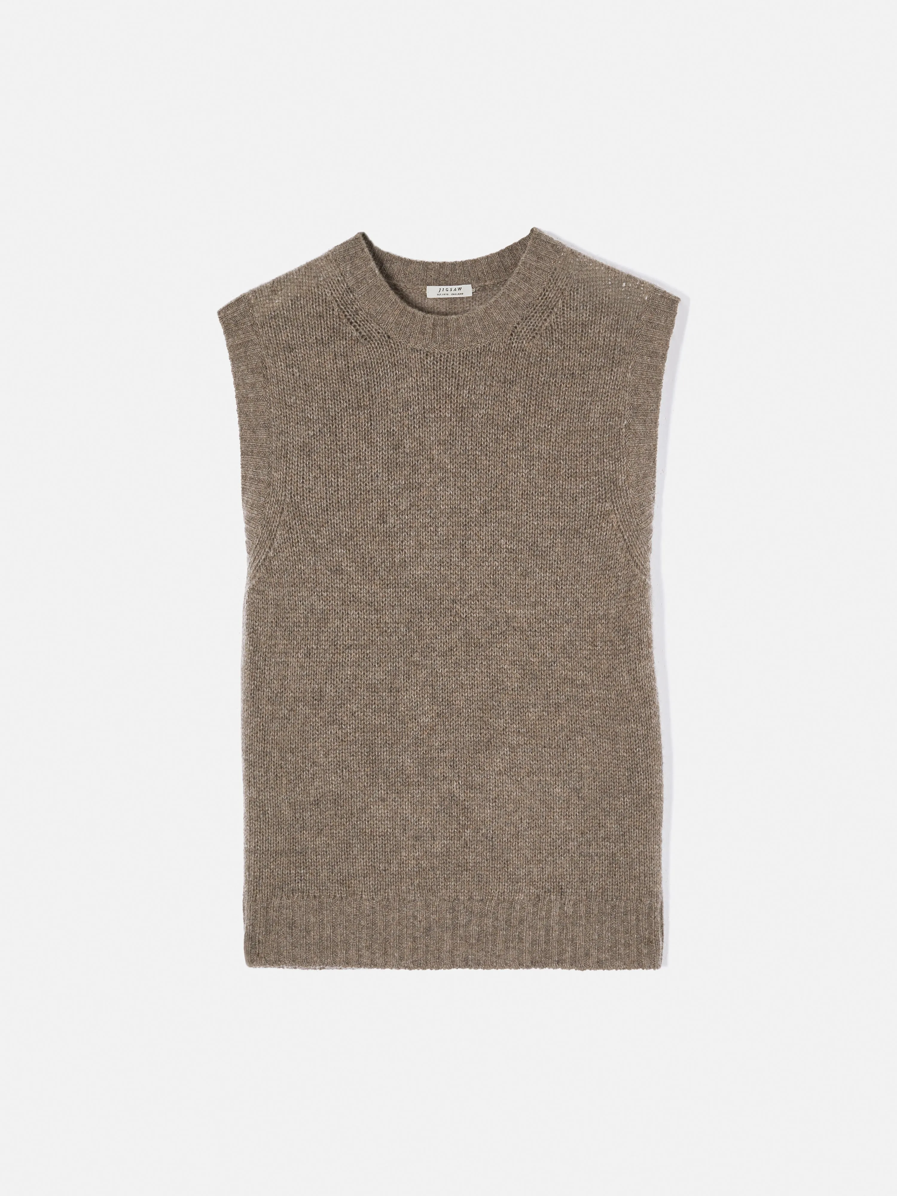 Cashmere Crew Neck Tank | Brown