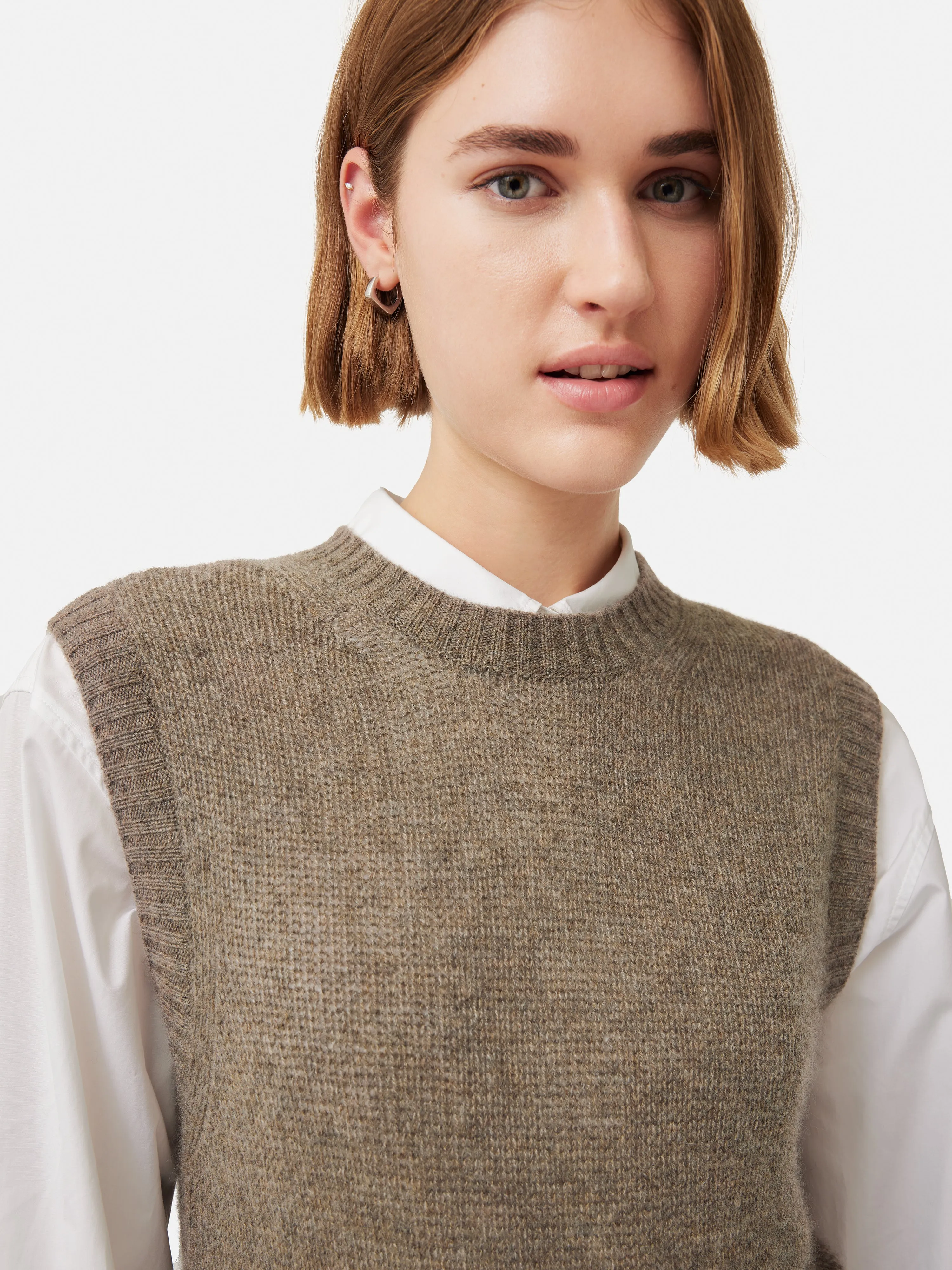 Cashmere Crew Neck Tank | Brown