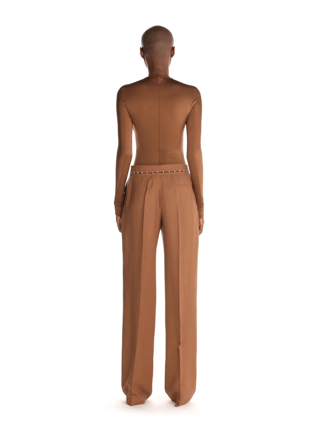 cinnamon hook & eye wide-leg trousers