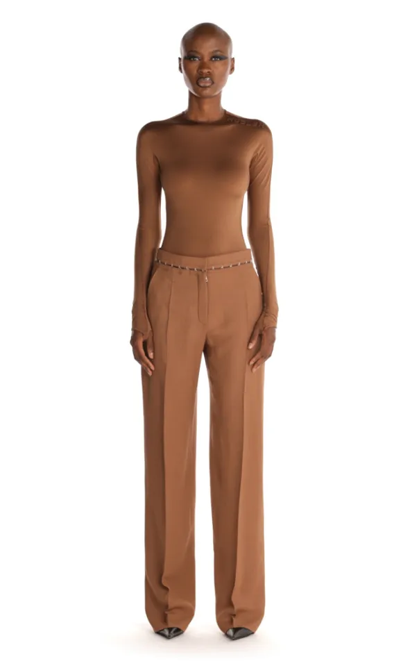 cinnamon hook & eye wide-leg trousers