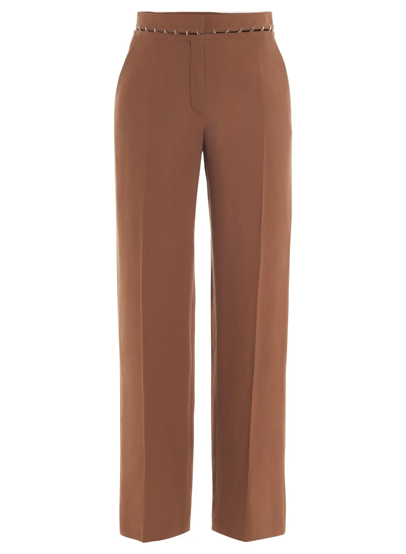 cinnamon hook & eye wide-leg trousers