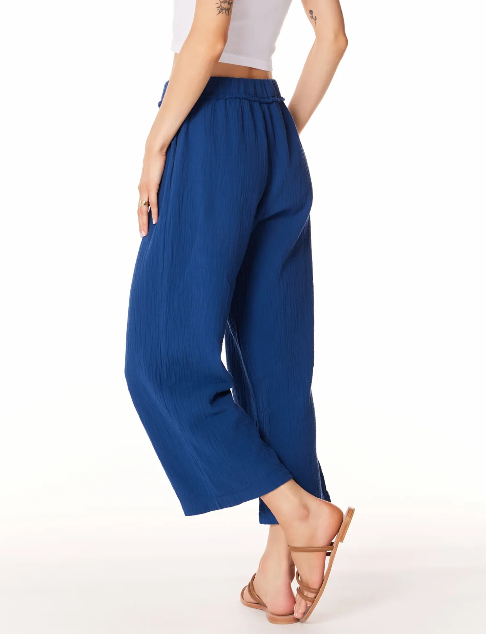 Crop Wide Leg Pant, Naval