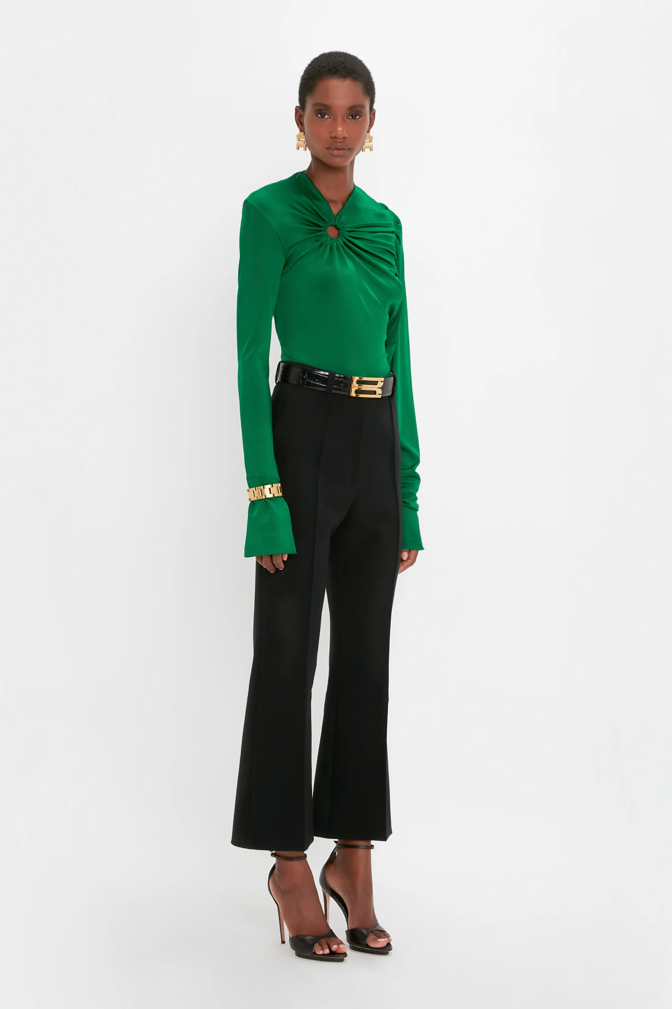 Cropped Kick Trouser In Black