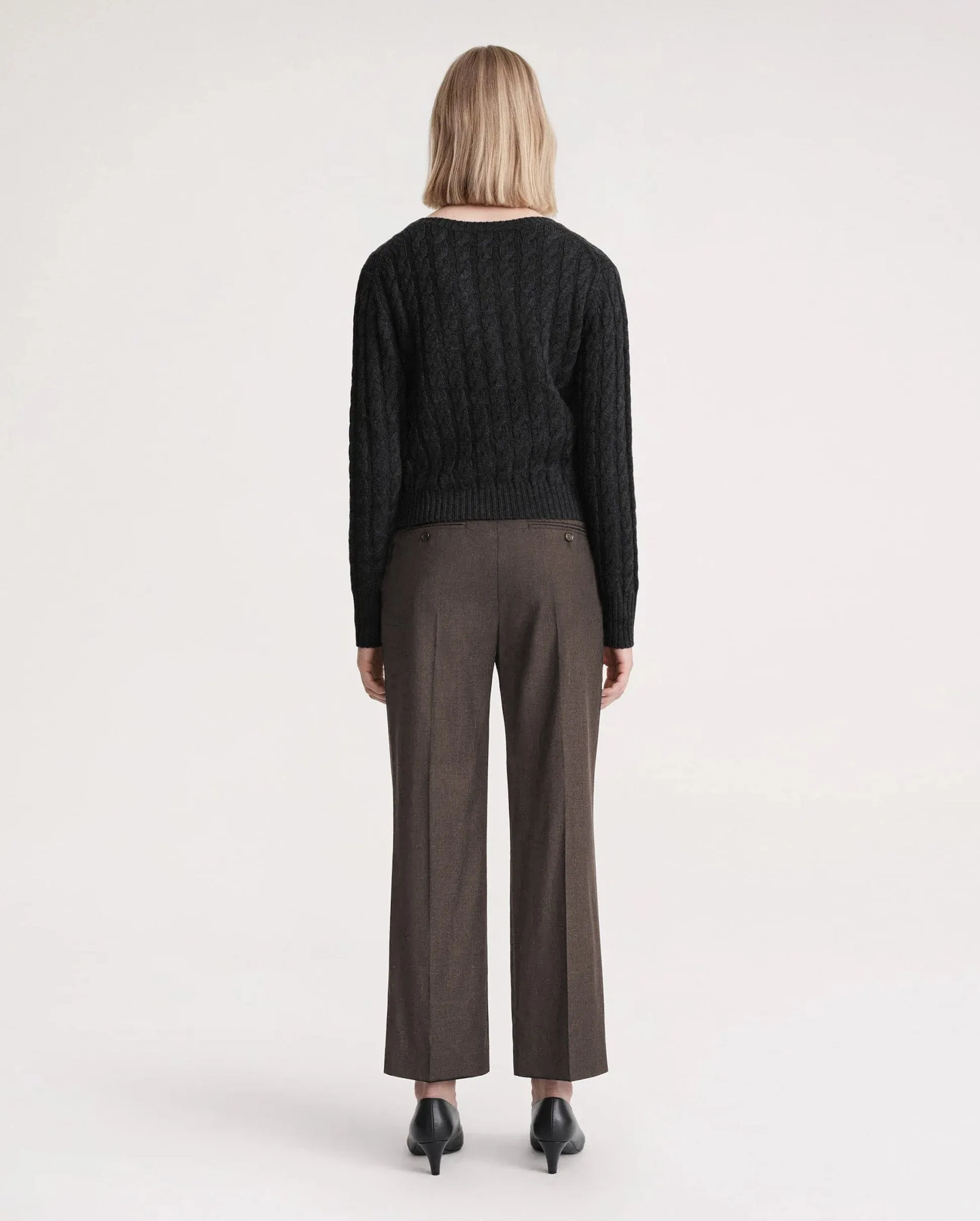 DOUBLE PLEATED CROPPED TROUSER / ASH