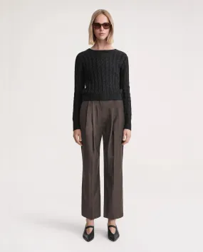 DOUBLE PLEATED CROPPED TROUSER / ASH