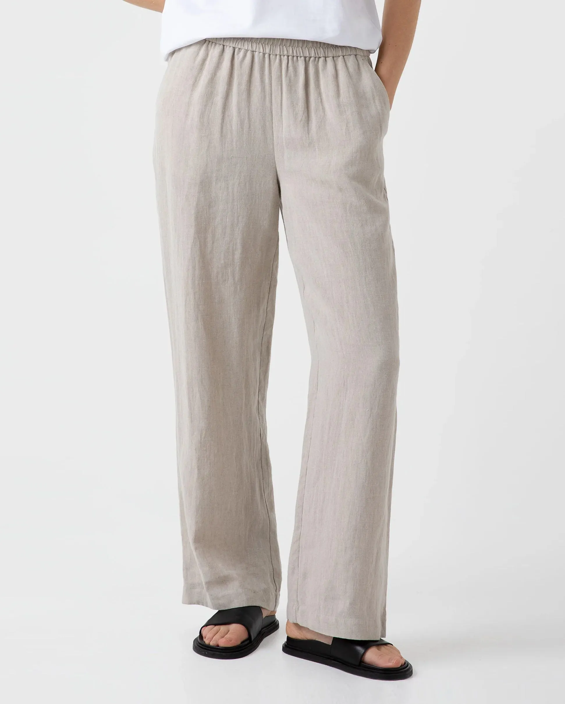 DRAWSTRING WIDE LEG TROUSER / LIGHT SAND