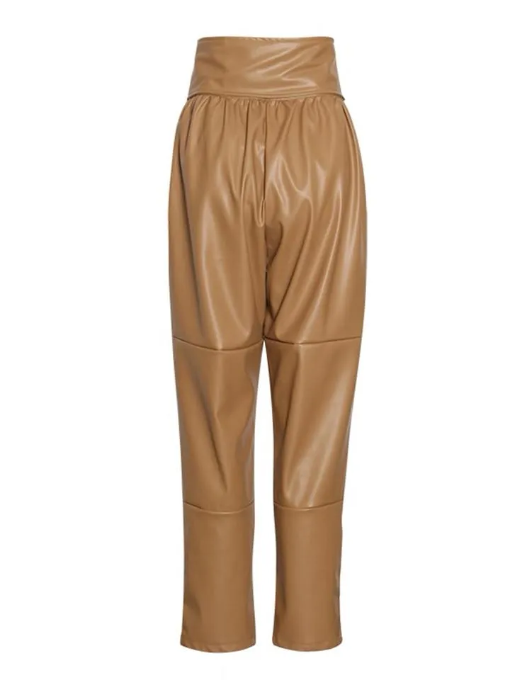 Faux-Leather Bowknot Trousers