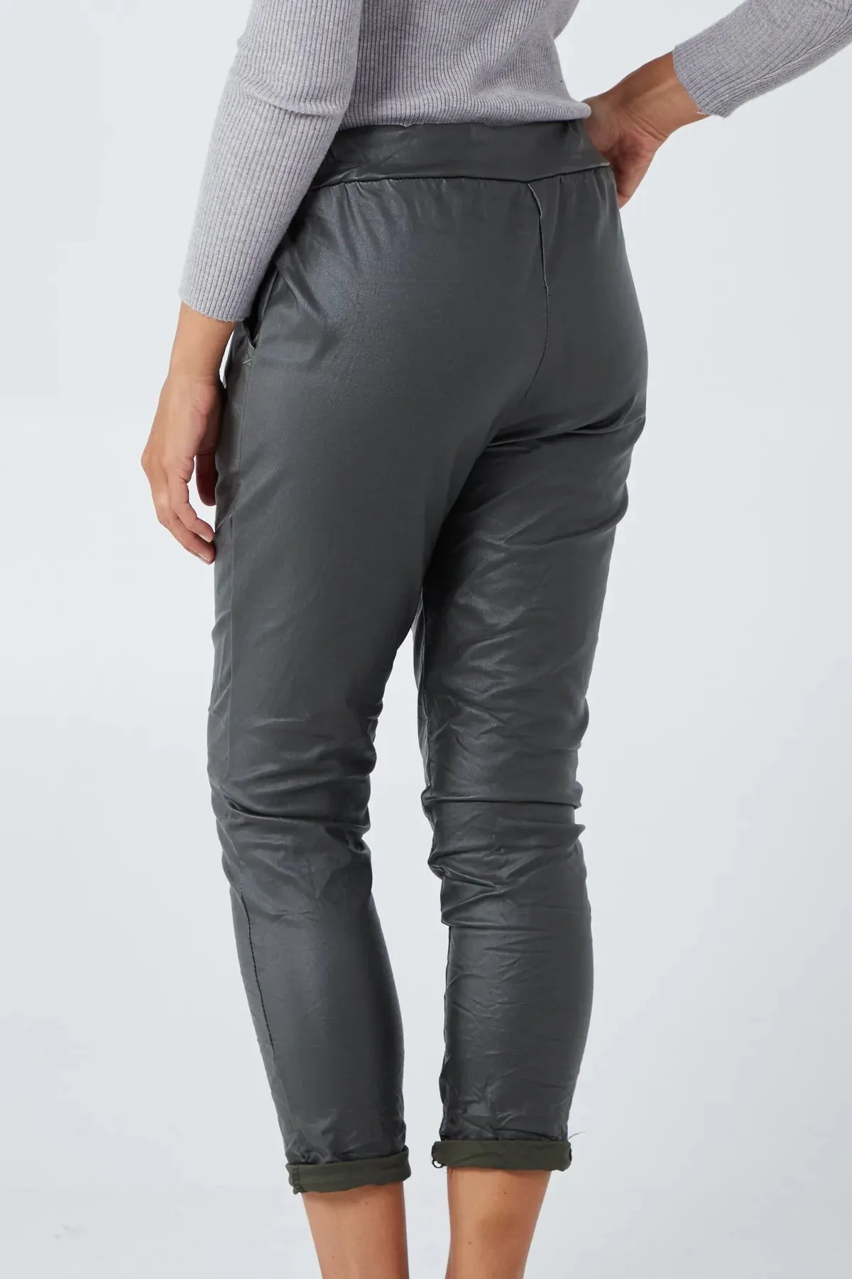 Faux Leather Magic Trousers - Olive