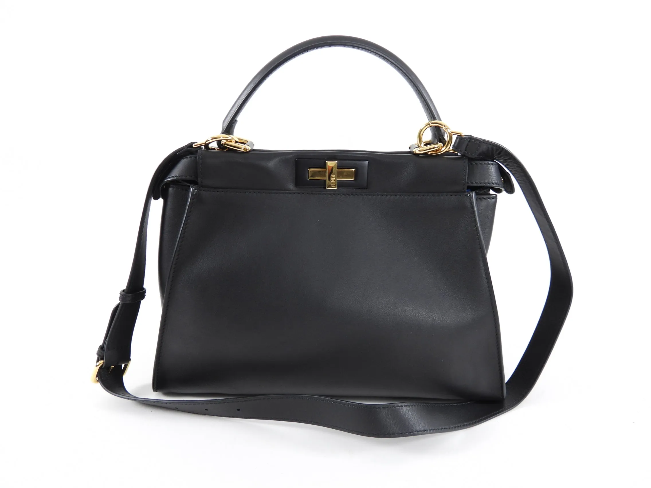 Fendi Black Leather Peekaboo Medium Two-Way Bag