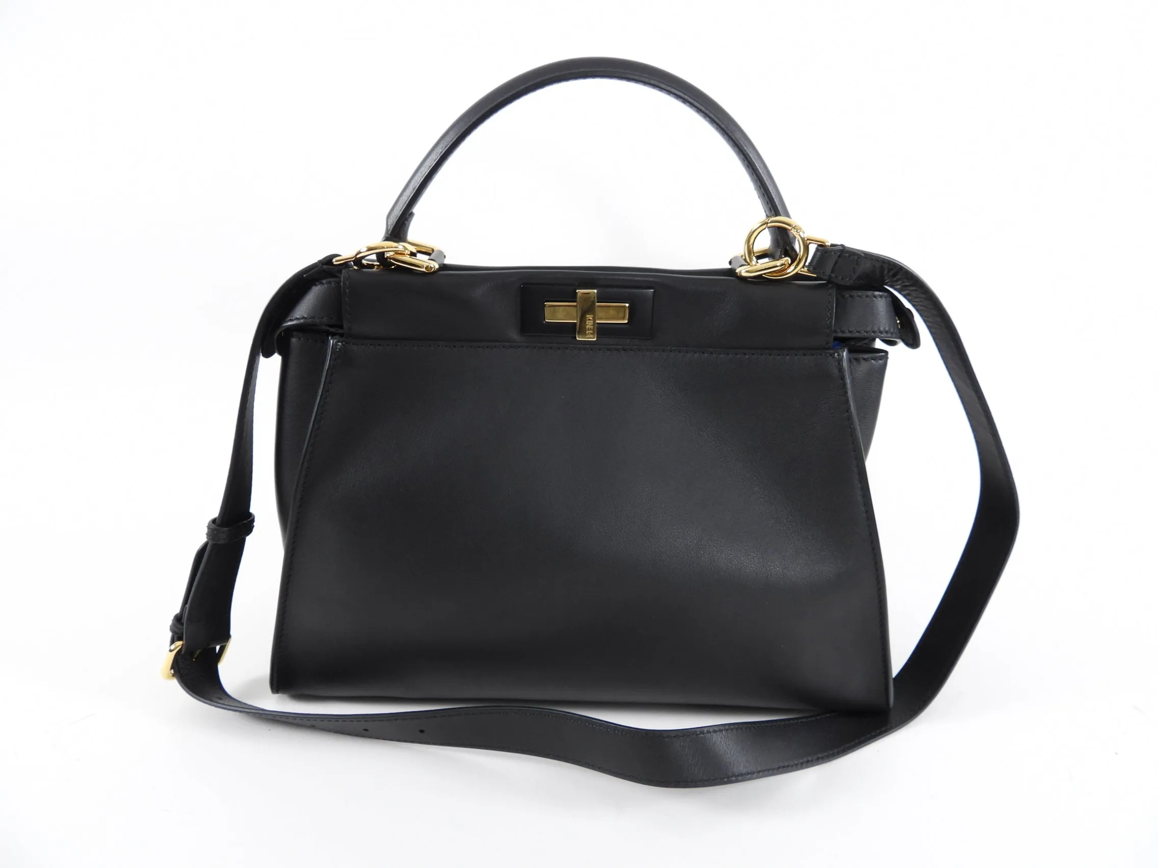 Fendi Black Leather Peekaboo Medium Two-Way Bag