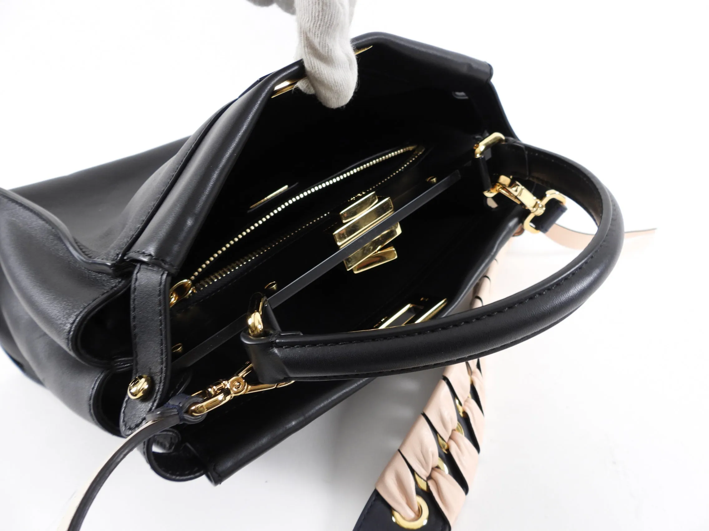 Fendi Black Leather Peekaboo Medium Two-Way Bag