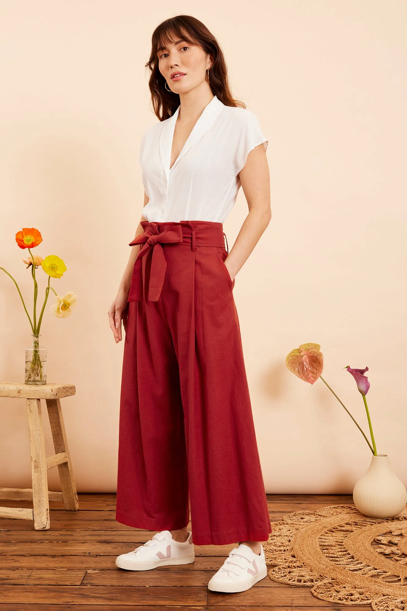 Gilda Paprika Cotton Linen Trouser