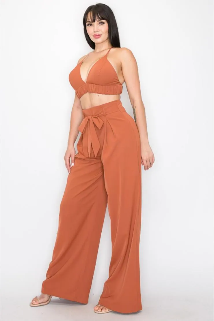 Gina Crop Bralette & Wide Leg Trousers (Sold Separately)