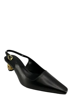 Givenchy G Cube Slingback Pumps in Black Leather Size 6