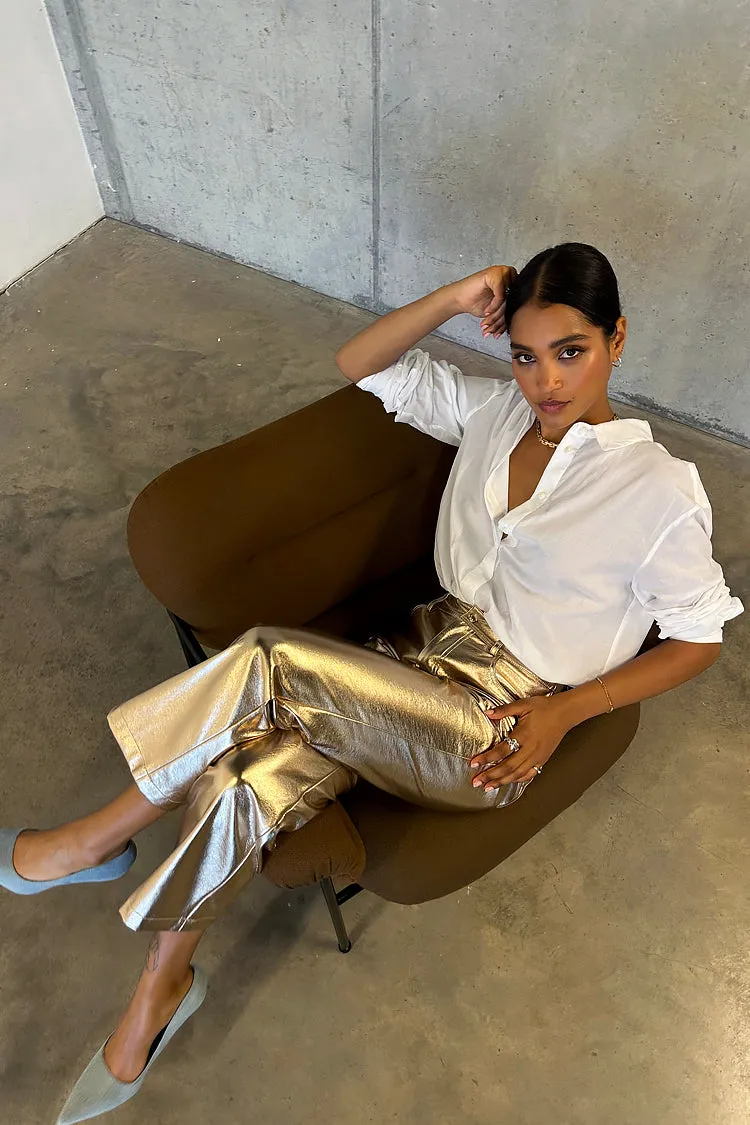 Gold Vegan Leather Trouser