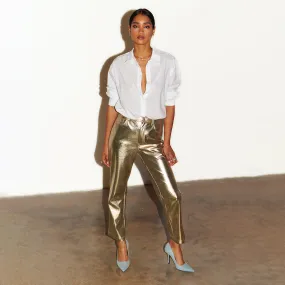 Gold Vegan Leather Trouser