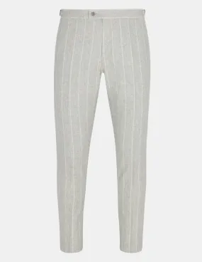 Grey White Stripe Wool Cashmere Trousers