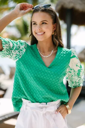 Happy Days Green Textured Blouse