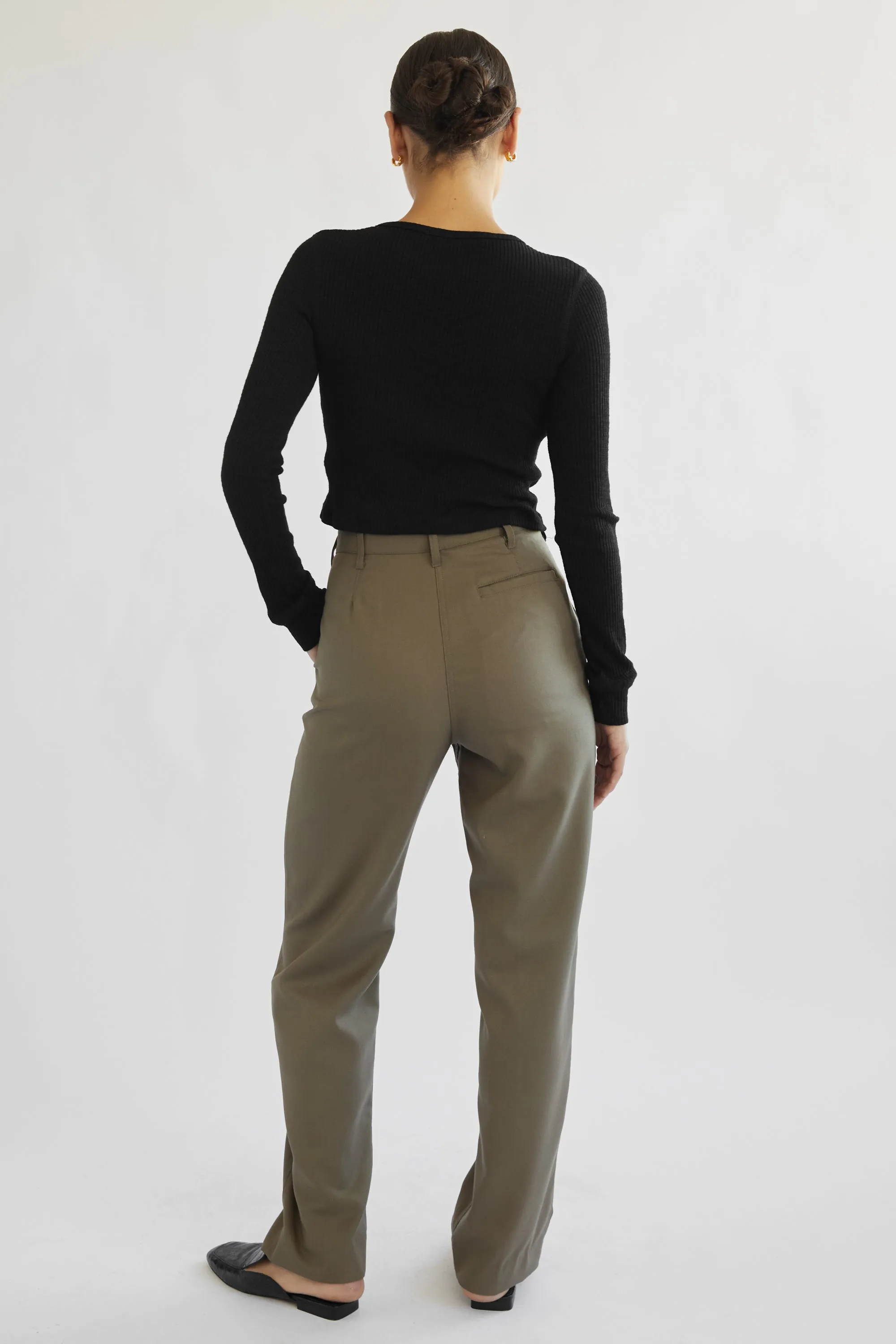 High Waisted Straight Leg Trousers