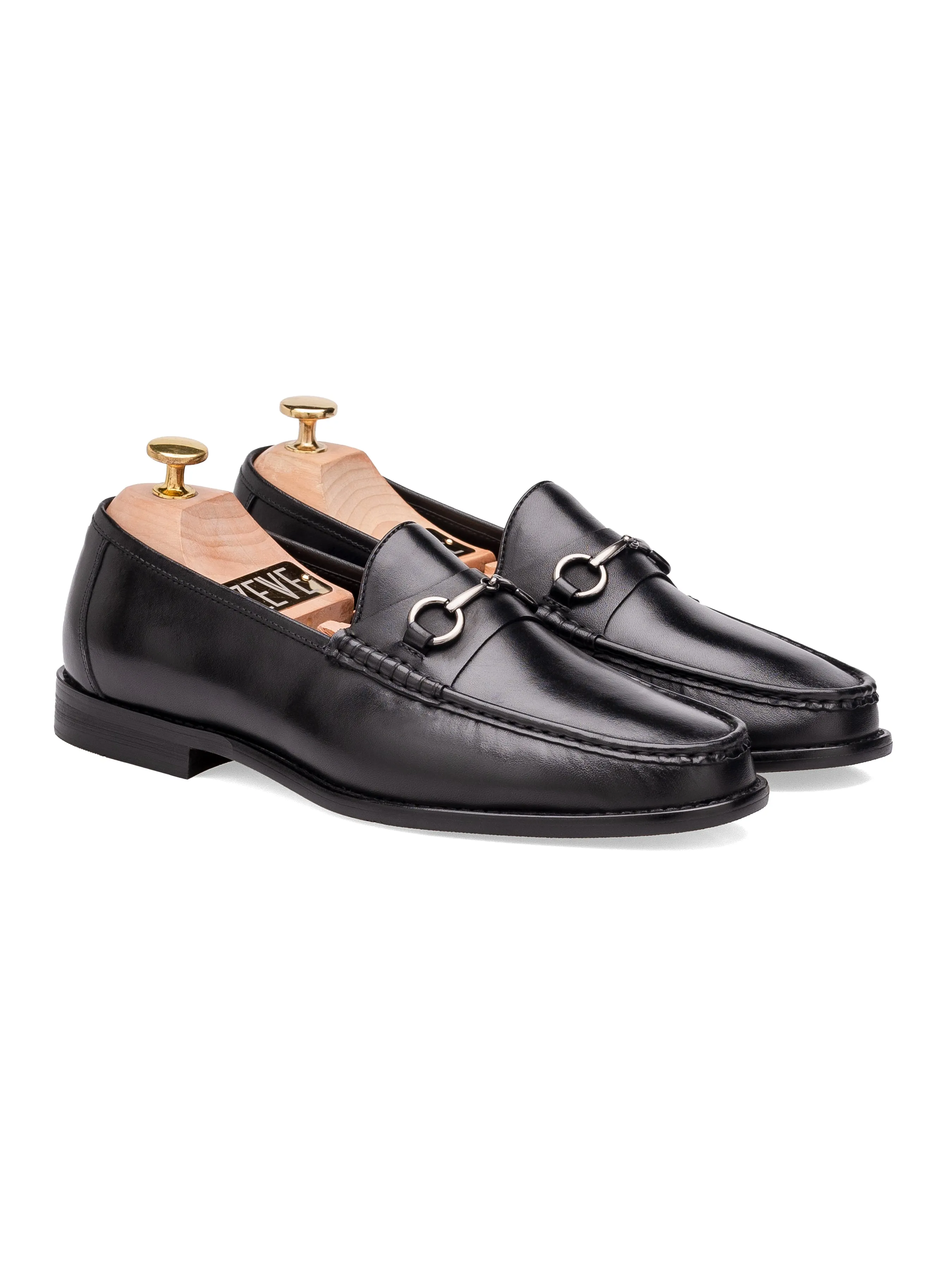 Horsebit Moccasin Loafer - Black Leather (Silver Buckle)