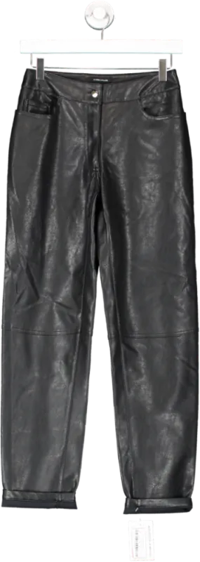 Karen Millen Black Faux Leather 5 Pocket Western Straight Leg Trousers UK 6