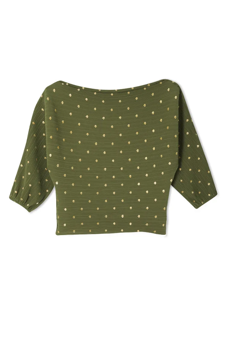 Khaki Plisse Tilly Top