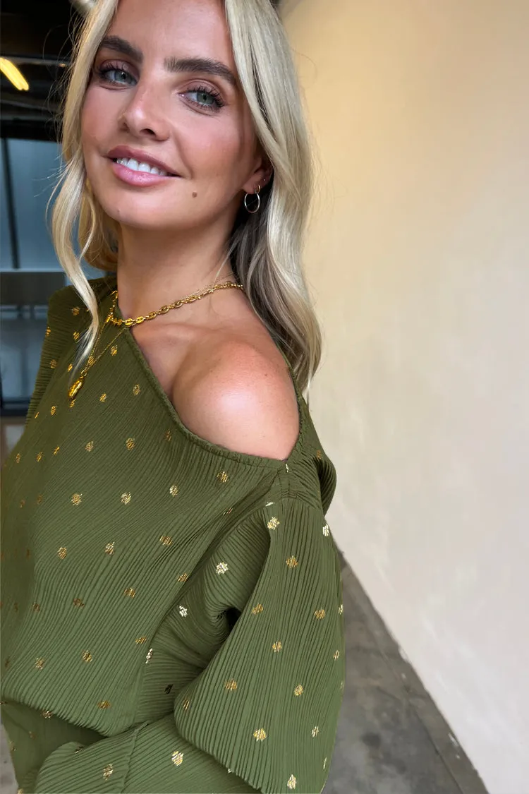 Khaki Plisse Tilly Top